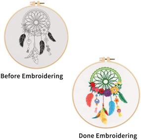 img 2 attached to 🪡 Nuberlic Dream Catcher Embroidery Kit - Cross Stitch Kit for Adults with Embroidery Hoop, Cloth, Needles & Thread