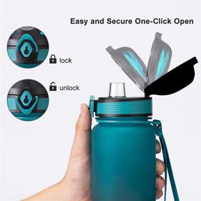 img 1 attached to 🌿 UPSTYLE 32oz Sports Water Bottle with Infuser - BPA-Free, Leak Proof Lid for Outdoor Activities, Camping, Cycling, Fitness, Gym, Yoga - Easy One-Hand Open Drink Bottles for Kids, Adults (Cyan, 32oz/1000ml)