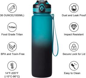 img 3 attached to 🌿 UPSTYLE 32oz Sports Water Bottle with Infuser - BPA-Free, Leak Proof Lid for Outdoor Activities, Camping, Cycling, Fitness, Gym, Yoga - Easy One-Hand Open Drink Bottles for Kids, Adults (Cyan, 32oz/1000ml)