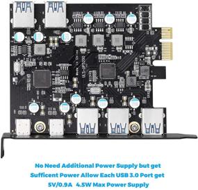 img 1 attached to 🔌 Высокоскоростная 7-портовая PCI-E USB 3.0 расширительная карта с портами Type C (2) и Type A (5) - Для настольных компьютеров Windows и Mac Pro