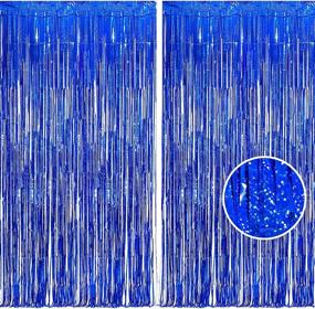 img 4 attached to BRAVESHINE 2 Pack Blue Tinsel Foil Fringe Curtains: Ideal Party Backdrops for Birthdays, Weddings, Christmas, and More!