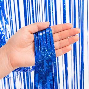 img 2 attached to BRAVESHINE 2 Pack Blue Tinsel Foil Fringe Curtains: Ideal Party Backdrops for Birthdays, Weddings, Christmas, and More!