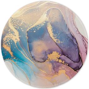 img 4 attached to 🖱️ Enhanced ITNRSIIET [20% Larger] Mouse Pad: Premium-Textured, Waterproof, Non-Slip Round Mouse Mat with Stitched Edge and Abstract Marble Texture - Perfect for Laptop, PC, and Office Use!