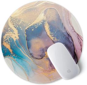 img 3 attached to 🖱️ Enhanced ITNRSIIET [20% Larger] Mouse Pad: Premium-Textured, Waterproof, Non-Slip Round Mouse Mat with Stitched Edge and Abstract Marble Texture - Perfect for Laptop, PC, and Office Use!