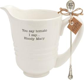 img 2 attached to Mud Pie Ceramic Bloody Mary Pitcher Set - 80 oz, White - Perfect Cocktail Accessory