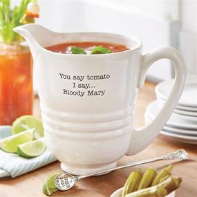 img 1 attached to Mud Pie Ceramic Bloody Mary Pitcher Set - 80 oz, White - Perfect Cocktail Accessory