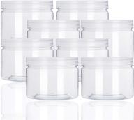 set of 8 bpa-free 12oz clear plastic storage jars with wide-mouth, ideal for slime, beauty and household storage, refillable containers логотип