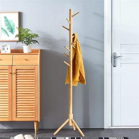 img 3 attached to 🎯 Ibuyke Wooden Coat Rack Stand URF-1193: Versatile Entryway Hall Tree with 8 Hooks and Adjustable Sizes, Perfect for Home or Office