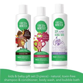 img 3 attached to 🧴 Fresh Monster Kids & Baby Gift Set: Natural, Toxin-Free Shampoo, Conditioner, Body Wash, and Bubble Bath - 3 Piece Set, 8.5oz each