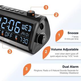 img 2 attached to ⏰ Welgo Alarm Clock Radio: 2 Charging Ports, Natural Sounds, Dual Alarms, Snooze, Battery Backup & More