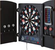 🎯 enhance your dart game with the fat cat mercury electronic dartboard: built-in cabinet, integrated scoreboard, dart storage, dual display, and compact target face for fast play logo