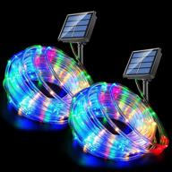 🌟 enhance outdoor ambiance with fatpoom solar lights rope lights - 2pack, 40ft string lights, 120 leds, 8 modes, multi-color - perfect for garden, patio, party, wedding, christmas décor! логотип