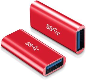 img 3 attached to Адаптер QianLink USB 3.0, 2 шт. Алюминиевый разъём женский типа A-женский типа A, конвертер, адаптер-соединитель, USB 3.0 женский-женский куплер (красный)