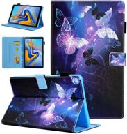 alugs purple butterfly pu leather folio cover for samsung galaxy tab a 10.1 case 2019 model sm-t510/sm-t515, multi-angle viewing protective cover for 10.1 inch 2019 release tablet logo