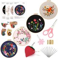 🧵 zocone embroidery kit for beginners: 4 pack cross stitch kits with pattern, hoop, cloth, threads, scissors, needles – needlepoint kits for adults (b) logo