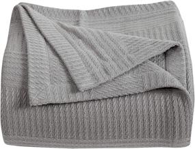 img 4 attached to Fifth Element Cotton Blanket - Ringspun Soft Breathable 🛌 Thermal Blanket - 385GSM - Twin Size - Alloy Grey