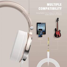 img 2 attached to 🎧 Gold Over-Ear Headphones: Foldable, Powerful Bass with Stereo Sound, Protein Memory Foam Ear Pads, 50mm Neodymium Drivers - Ideal for Electric Drum, Piano, Guitar AMP