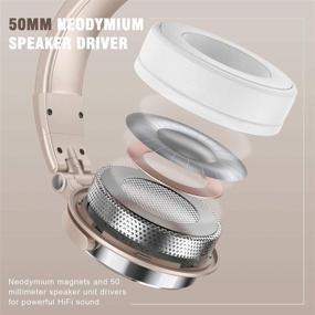 img 3 attached to 🎧 Gold Over-Ear Headphones: Foldable, Powerful Bass with Stereo Sound, Protein Memory Foam Ear Pads, 50mm Neodymium Drivers - Ideal for Electric Drum, Piano, Guitar AMP