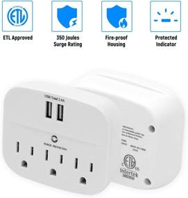 img 3 attached to 🔌 Versatile CRST 3-Outlet Surge Protector Wall Tap Adaptor: Expand Your Power Outlets with USB Charging Ports for Home, School, Office, and More!