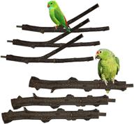kathson parrot perches set of 6 natural wood perch bird cage accessories for parakeet, budgies, lovebirds – ideal toy and stand pole logo
