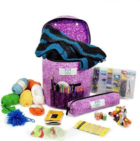 img 3 attached to 🧶 Ultimate Organizing Solution: Premium Large Knitting Bag for Crochet and Knitting Enthusiasts - Yarn, Patterns, Hooks, Needles, and Wool Storage - Great Crafts Storage in Lilac