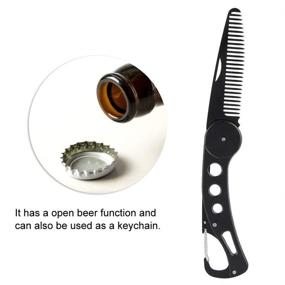 img 1 attached to JinZeFa Stainless Steel Folding Beard Comb – Portable, Multifunctional and Anti-Static Comb for Men's Mustache Styling