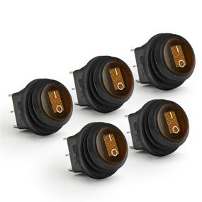 img 4 attached to APIELE Waterproof Round Rocker Toggle Switch 2 Position DC 12V 20A ON-Off With LED Light SPST 3 Pins 5Pcs KCD1-8-101NW (Yellow)