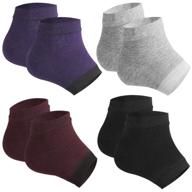 set of 4 heel moisturizing socks - dakuan open toe cracked gel socks for women to repair dry, hard, cracked feet - purple, gray, brown, black logo