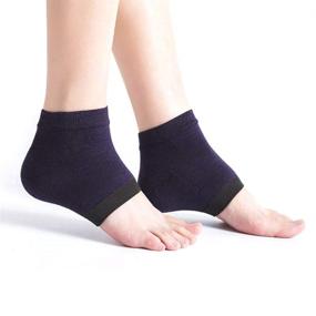 img 3 attached to Set of 4 Heel Moisturizing Socks - DaKuan Open Toe Cracked Gel Socks for Women to Repair Dry, Hard, Cracked Feet - Purple, Gray, Brown, Black