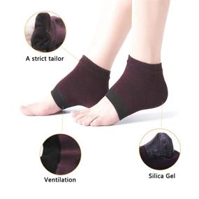 img 2 attached to Set of 4 Heel Moisturizing Socks - DaKuan Open Toe Cracked Gel Socks for Women to Repair Dry, Hard, Cracked Feet - Purple, Gray, Brown, Black