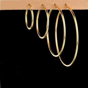 img 1 attached to Pairs Stainless Steel Earrings Women