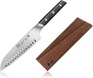 🔪 нож santoku серии cangshan tc 1021028, 7 дюймов, кованый из шведской стали sandvik 14c28n, полный комплект с деревянным ножными. логотип