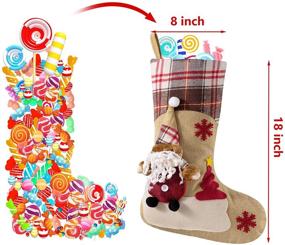 img 3 attached to 🎄 Habibee 3Pcs Christmas Stockings - Large 18 inches Burlap Stockings with 3D Santa, Snowman, Reindeer Patterns - Perfect Family Christmas Decoration for Bedroom, Living Room, and Home Decor