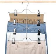 👖 space saver 4 tier pants hangers metal skirt hangers with clips closet organizer, trouser hangers for space saving, multi-use slack skirt hanger sturdy 4-on-1 hanger for shorts, trousers, jeans, towels (pack of 3) логотип