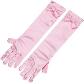 img 3 attached to 👑 Girls' Special Occasion Gloves for Multi-Use Princess Dress Up Performance Photography Accessories