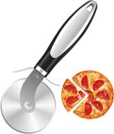 🍕 pizza cutter wheel - premium kitchen pizza cutter: super sharp, easy to clean slicer in black logo