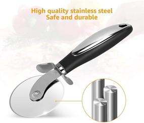 img 1 attached to 🍕 Pizza Cutter Wheel - Premium Kitchen Pizza Cutter: Super Sharp, Easy to Clean Slicer in Black