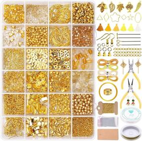 img 4 attached to Yholin 3136pcs Precious Gold Jewelry Beading Supplies: DIY Kits with Assorted Beads, Metal Spacers, and Jewelry Findings for Earrings, Bracelets, and Necklaces