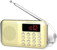📻 ретекесс pr11 переносное радио am fm: перезаряжаемое транзисторное радио с mp3-плеером и поддержкой micro sd-карт, идеально подходит для приключений на свежем воздухе (золотой) логотип