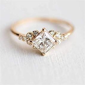 img 1 attached to Exquisite Square Morganite Engagement Ring with Diamond Accent, 14k Gold Plated 925 Sterling Silver Band for Women - Metmejiao (Size 7)