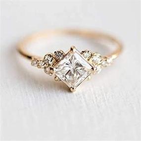 img 4 attached to Exquisite Square Morganite Engagement Ring with Diamond Accent, 14k Gold Plated 925 Sterling Silver Band for Women - Metmejiao (Size 7)