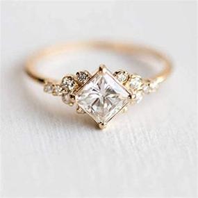 img 3 attached to Exquisite Square Morganite Engagement Ring with Diamond Accent, 14k Gold Plated 925 Sterling Silver Band for Women - Metmejiao (Size 7)