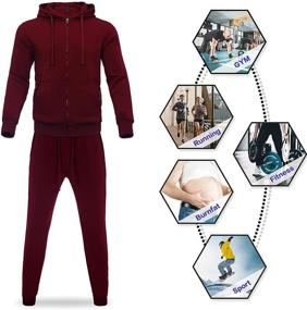 img 2 attached to Tracksuits Athletic Drawstring Sweatsuits Brugundy Men's Clothing