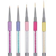 🖌️ bememo 5 pieces nail brushes for nail art - uv gel painting, design brush pens for nail art - liner brushes for nail dotting, painting, and drawing - pen set in sizes 5/7/9/11/20 mm logo