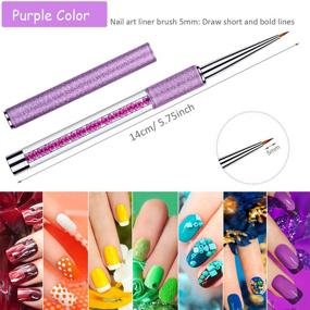 img 2 attached to 🖌️ Bememo 5 Pieces Nail Brushes for Nail Art - UV Gel Painting, Design Brush Pens for Nail Art - Liner Brushes for Nail Dotting, Painting, and Drawing - Pen Set in Sizes 5/7/9/11/20 mm