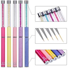 img 3 attached to 🖌️ Bememo 5 Pieces Nail Brushes for Nail Art - UV Gel Painting, Design Brush Pens for Nail Art - Liner Brushes for Nail Dotting, Painting, and Drawing - Pen Set in Sizes 5/7/9/11/20 mm