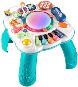 img 4 attached to 🧒 Детские игрушки Дахуниу 6-12 месяцев | Обучающий музыкальный стол и игровой стол для 1-3 лет (Размер: 11.8 x 11.8 x 12.2 дюйма)