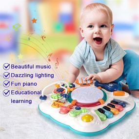 img 3 attached to 🧒 Детские игрушки Дахуниу 6-12 месяцев | Обучающий музыкальный стол и игровой стол для 1-3 лет (Размер: 11.8 x 11.8 x 12.2 дюйма)