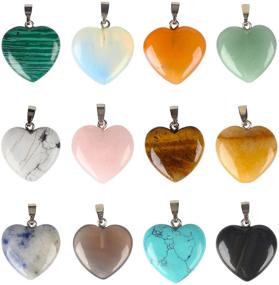 img 4 attached to 💎 Enhance Your Jewelry Crafting with 12PCS Natural Stone Pendants, Healing Chakra Reiki Pendant Charms in Bulk