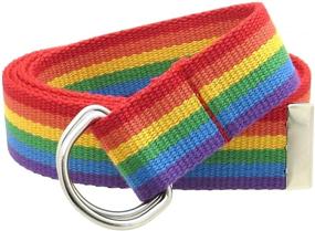 img 1 attached to 🌈 Multi-Color Canvas Web Belt with D-Ring Buckle, 1.25" Width and Metal Tip